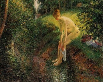Bañista en el bosque 1895 Camille Pissarro Desnudo impresionista Pinturas al óleo